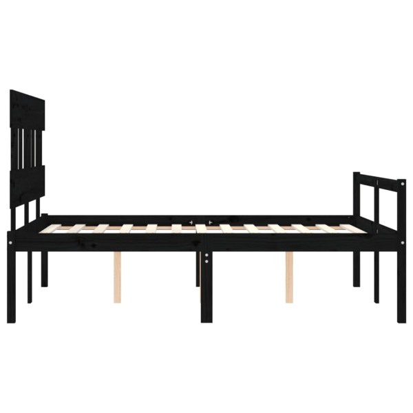 Cama personas mayores cabecero madera maciza negro 120x200 cm Cama personas mayores cabecero madera maciza negro 120x200 cm