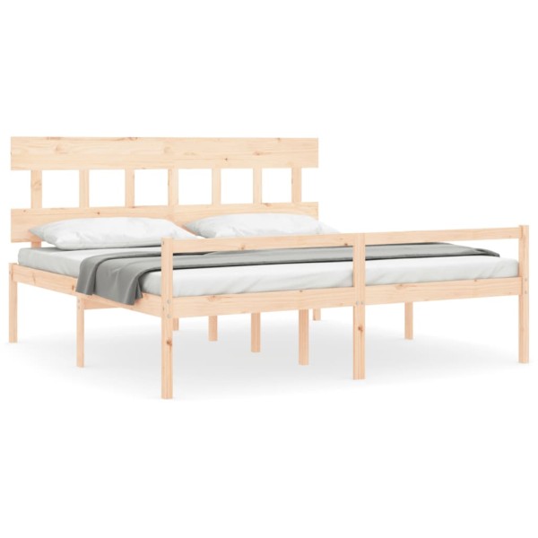 Cama para personas mayores con cabecero madera maciza 200x200cm