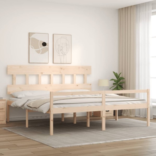 Cama para personas mayores con cabecero madera maciza 200x200cm