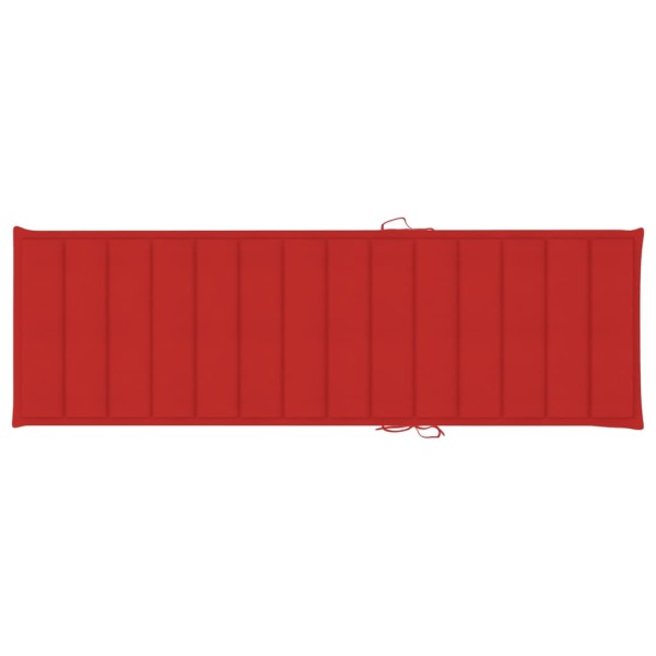 Tumbona con cojín rojo madera de pino impregnada Tumbona con cojín rojo madera de pino impregnada