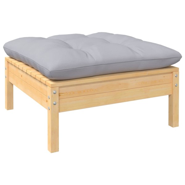 Juego de muebles de jardín 8 pzas y cojines madera pino gris Juego de muebles de jardín 8 pzas y cojines madera pino gris