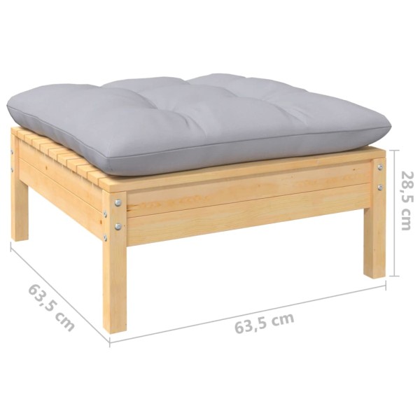 Juego de muebles de jardín 8 pzas y cojines madera pino gris Juego de muebles de jardín 8 pzas y cojines madera pino gris