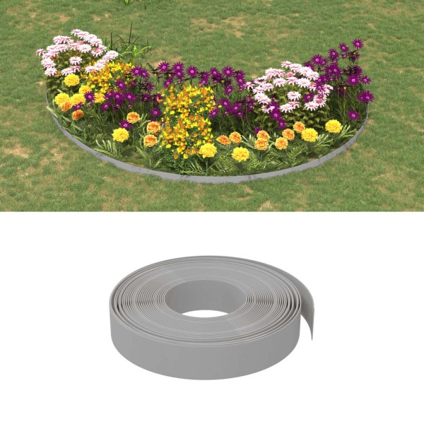 Borduras de jardín 4 uds polietileno gris 10 m 10 cm Borduras de jardín 4 uds polietileno gris 10 m 10 cm