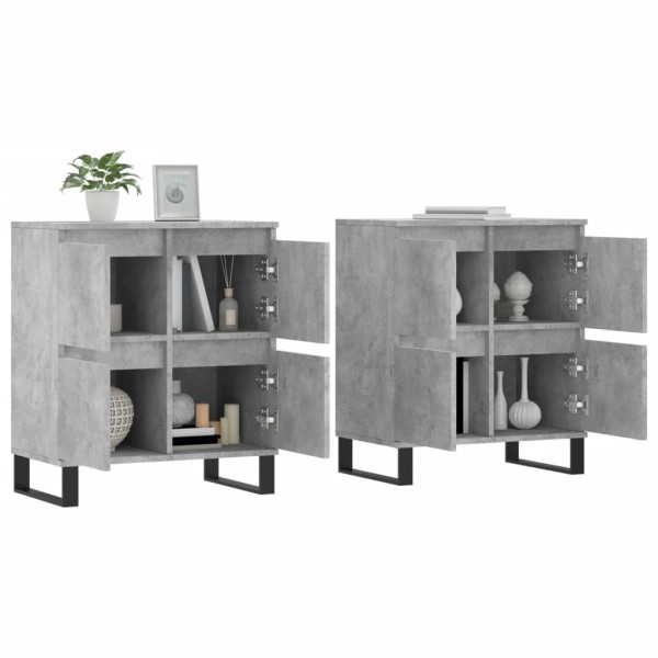 Aparadores 2 uds madera contrachapada gris hormigón Aparadores 2 uds madera contrachapada gris hormigón