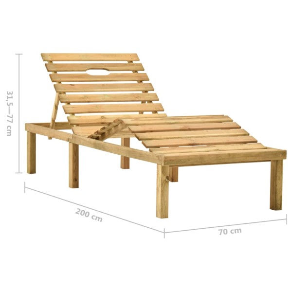 Tumbona con cojín negro madera de pino impregnada Tumbona con cojín negro madera de pino impregnada