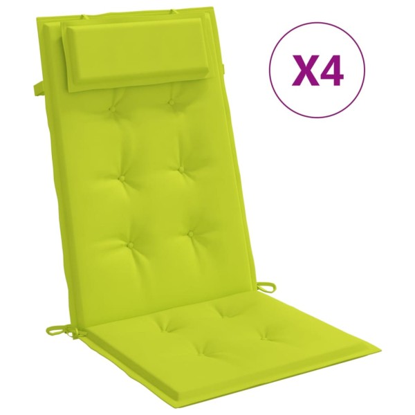 Cojines de silla respaldo alto 4 uds tela Oxford verde brillo Cojines de silla respaldo alto 4 uds tela Oxford verde brillo