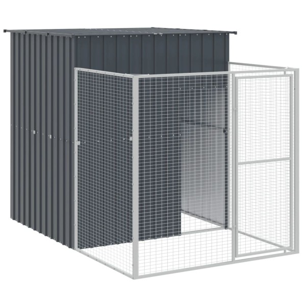 Caseta perros con corral acero galvanizado gris 165x251x181 cm Caseta perros con corral acero galvanizado gris 165x251x181 cm
