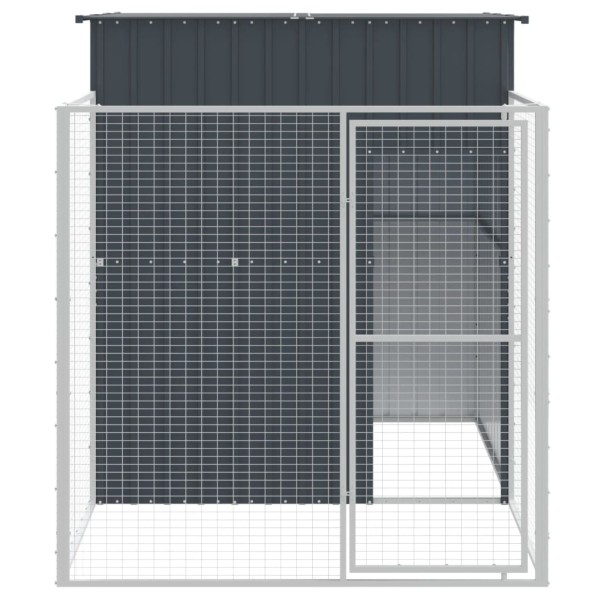 Caseta perros con corral acero galvanizado gris 165x251x181 cm Caseta perros con corral acero galvanizado gris 165x251x181 cm