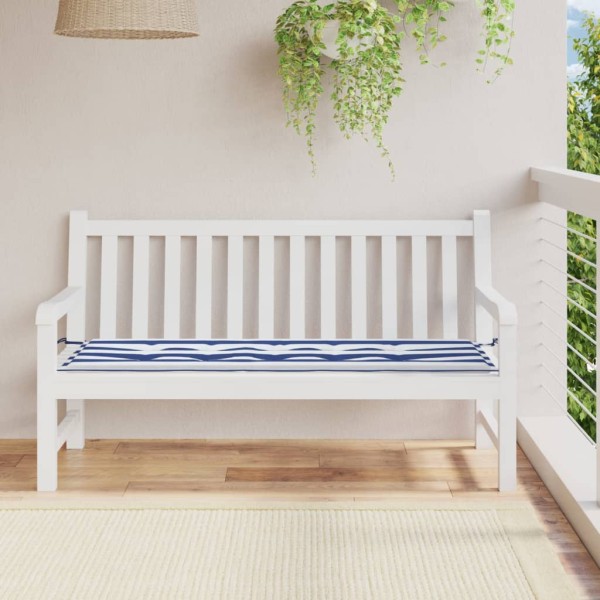 Cojín banco jardín tela Oxford a rayas azul y blanco 150x50x3cm Cojín banco jardín tela Oxford a rayas azul y blanco 150x50x3cm