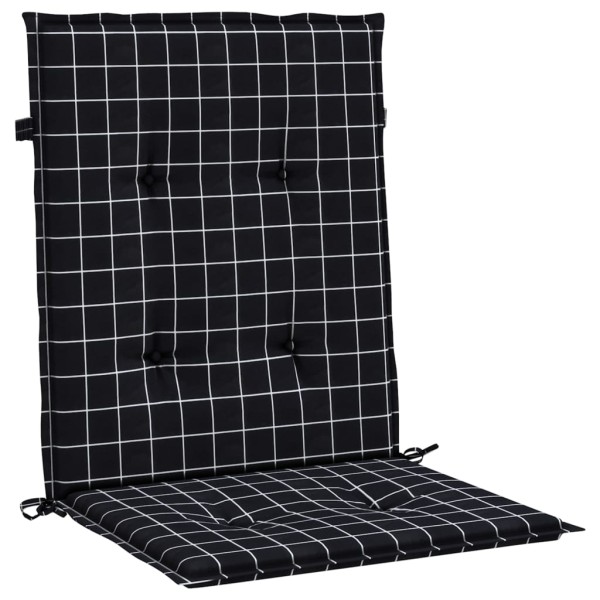 Cojines para silla con respaldo bajo 4 uds tela a cuadros negro Cojines para silla con respaldo bajo 4 uds tela a cuadros negro