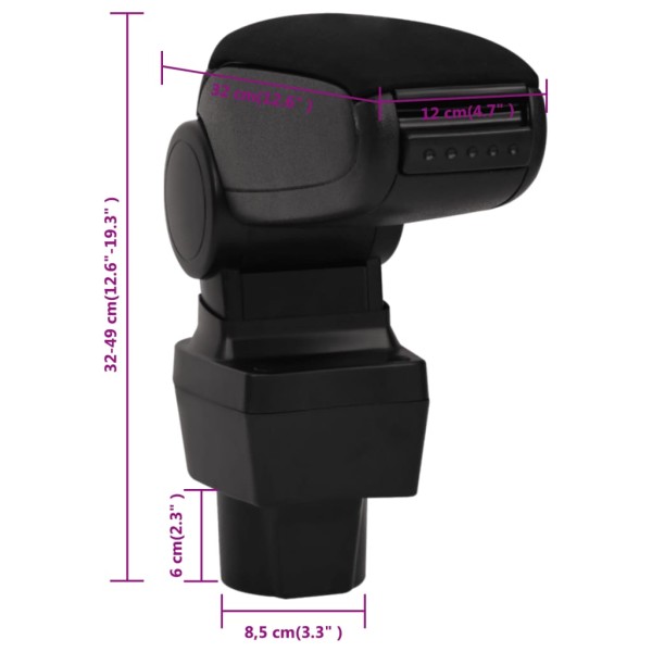 Reposabrazos para coche ABS negro 12x32x(32-49) cm Reposabrazos para coche ABS negro 12x32x(32-49) cm