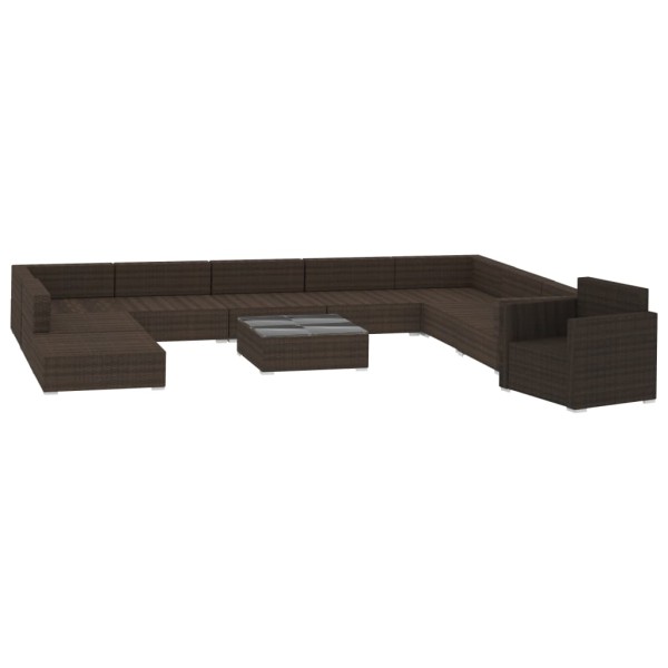 Set muebles de jardín 11 piezas con cojines ratán sintético