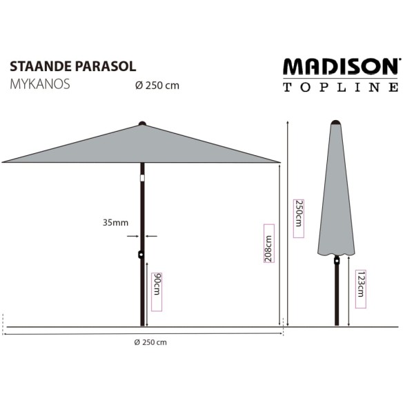 Madison Sombrilla Mykanos verde 250 cm Madison Sombrilla Mykanos verde 250 cm