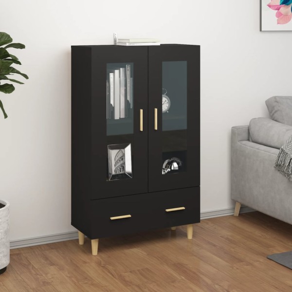 Aparador de madera de ingeniería negro 70x31x115 cm Aparador de madera de ingeniería negro 70x31x115 cm