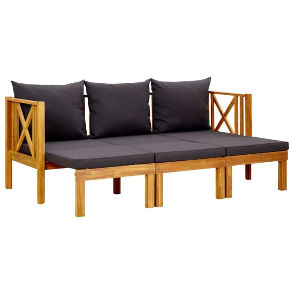 Banco jardín 3 plazas con cojines madera maciza acacia 179 cm Banco jardín 3 plazas con cojines madera maciza acacia 179 cm