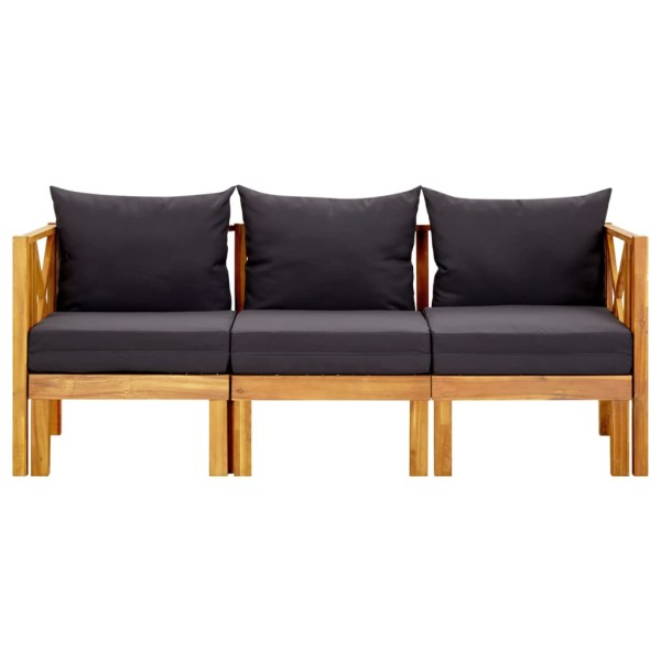 Banco jardín 3 plazas con cojines madera maciza acacia 179 cm Banco jardín 3 plazas con cojines madera maciza acacia 179 cm