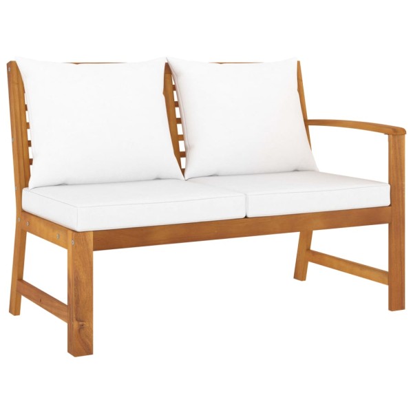 Banco de jardín madera de acacia y cojines color crema 114,5 cm Banco de jardín madera de acacia y cojines color crema 114,5 cm