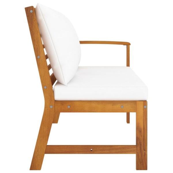 Banco de jardín madera de acacia y cojines color crema 114,5 cm Banco de jardín madera de acacia y cojines color crema 114,5 cm