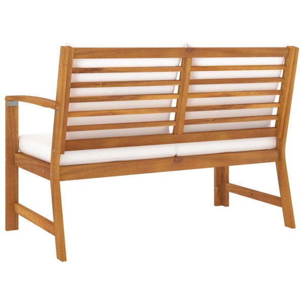 Banco de jardín madera de acacia y cojines color crema 114,5 cm Banco de jardín madera de acacia y cojines color crema 114,5 cm