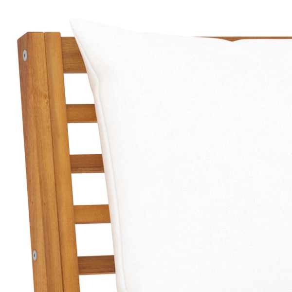 Banco de jardín madera de acacia y cojines color crema 114,5 cm Banco de jardín madera de acacia y cojines color crema 114,5 cm