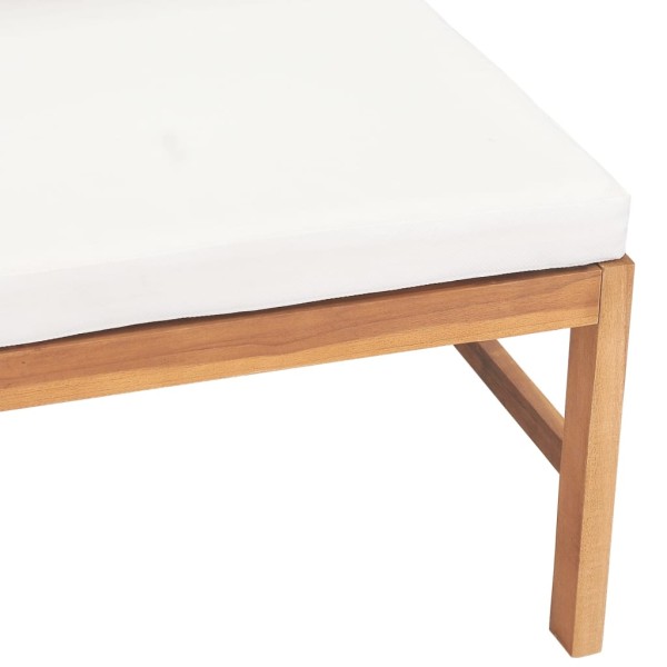Sofá central de madera maciza de teca con cojines crema Sofá central de madera maciza de teca con cojines crema