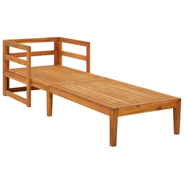 Tumbona con cojines crema madera maciza de acacia Tumbona con cojines crema madera maciza de acacia