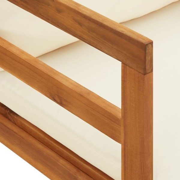 Tumbona con cojines crema madera maciza de acacia Tumbona con cojines crema madera maciza de acacia