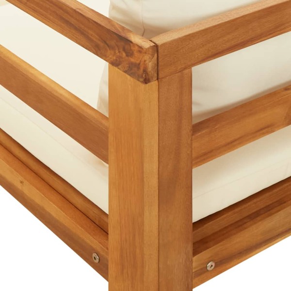 Tumbona con cojines crema madera maciza de acacia Tumbona con cojines crema madera maciza de acacia