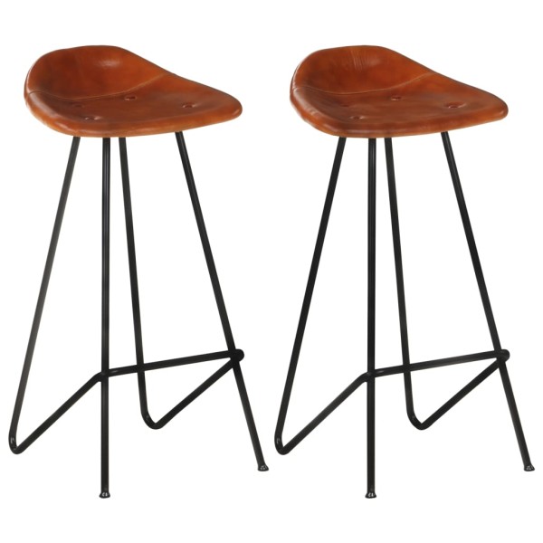 Taburetes de barra de cocina 2 uds cuero auténtico marrón Taburetes de barra de cocina 2 uds cuero auténtico marrón