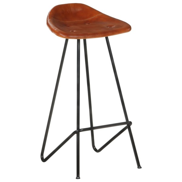 Taburetes de barra de cocina 2 uds cuero auténtico marrón Taburetes de barra de cocina 2 uds cuero auténtico marrón