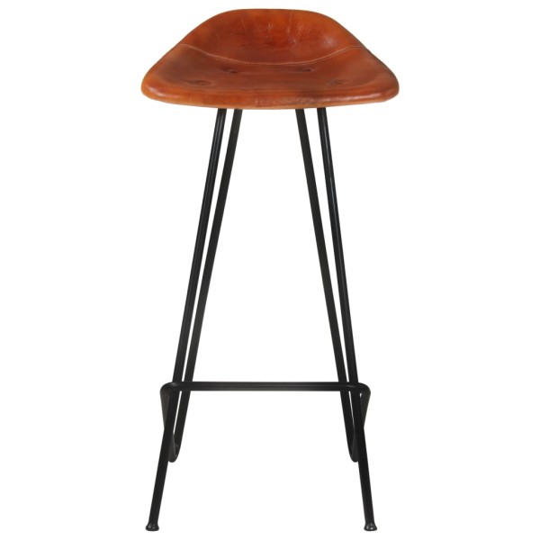 Taburetes de barra de cocina 2 uds cuero auténtico marrón Taburetes de barra de cocina 2 uds cuero auténtico marrón