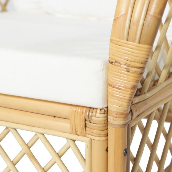 Sofá con cojín ratán natural y lino Sofá con cojín ratán natural y lino
