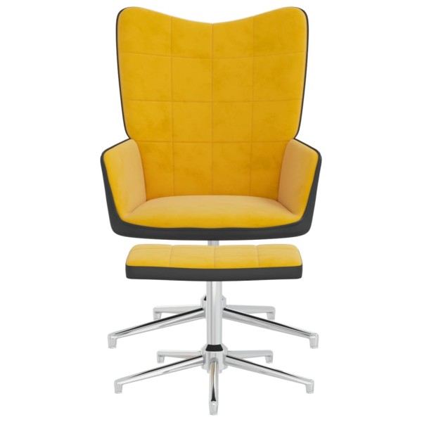 Silla de relajación reposapiés terciopelo PVC amarillo mostaza Silla de relajación reposapiés terciopelo PVC amarillo mostaza