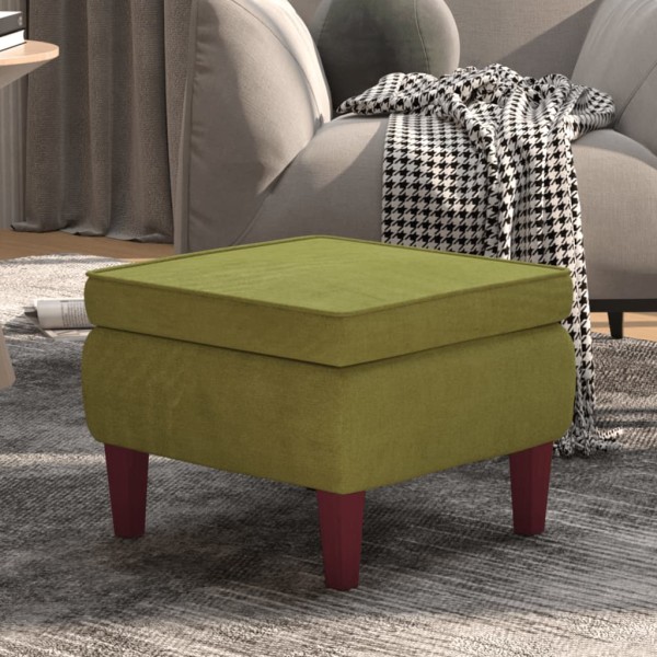 Taburete con patas de madera terciopelo verde claro Taburete con patas de madera terciopelo verde claro