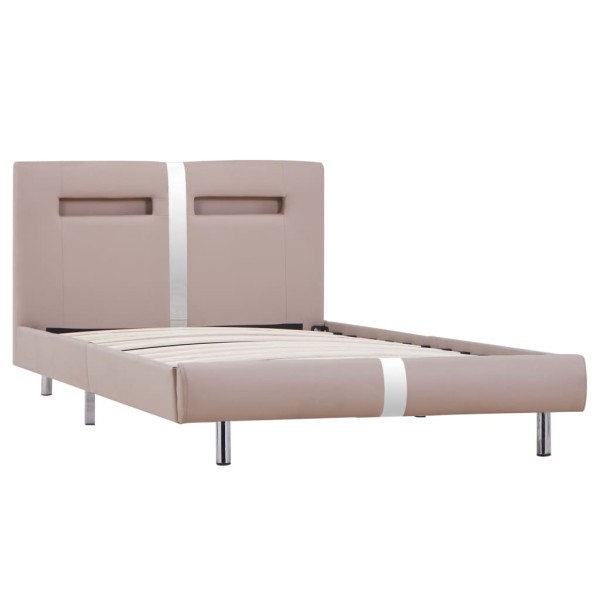 Estructura de cama con LED cuero sintético capuchino 90x200 cm Estructura de cama con LED cuero sintético capuchino 90x200 cm