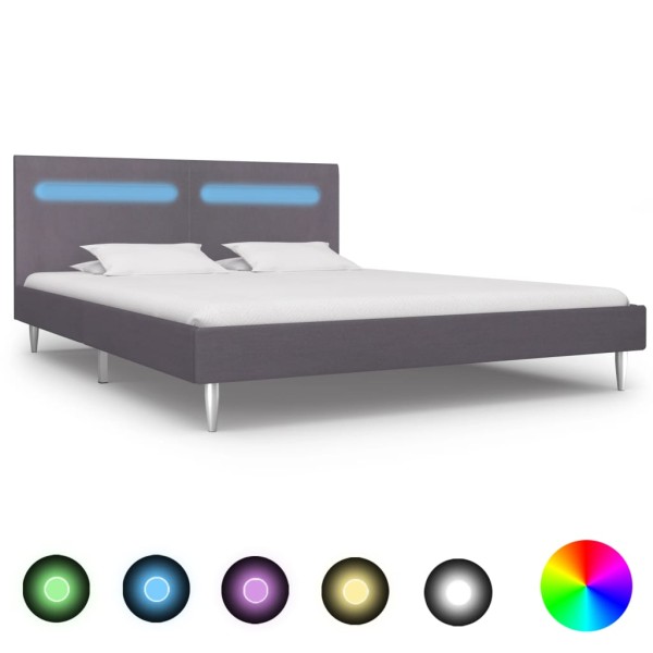 Estructura de cama con LED tela gris 180x200 cm Estructura de cama con LED tela gris 180x200 cm