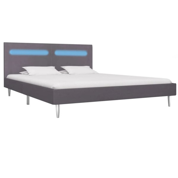 Estructura de cama con LED tela gris 180x200 cm Estructura de cama con LED tela gris 180x200 cm