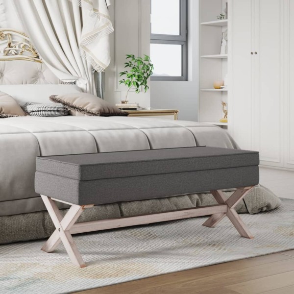 Taburete con almacenaje tela gris oscuro 110x45x49 cm Taburete con almacenaje tela gris oscuro 110x45x49 cm