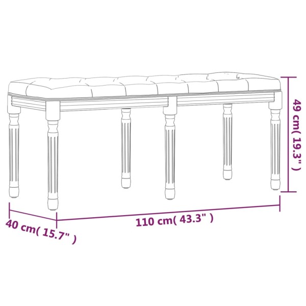 Banco de tela gris oscuro 110x40x49 cm Banco de tela gris oscuro 110x40x49 cm
