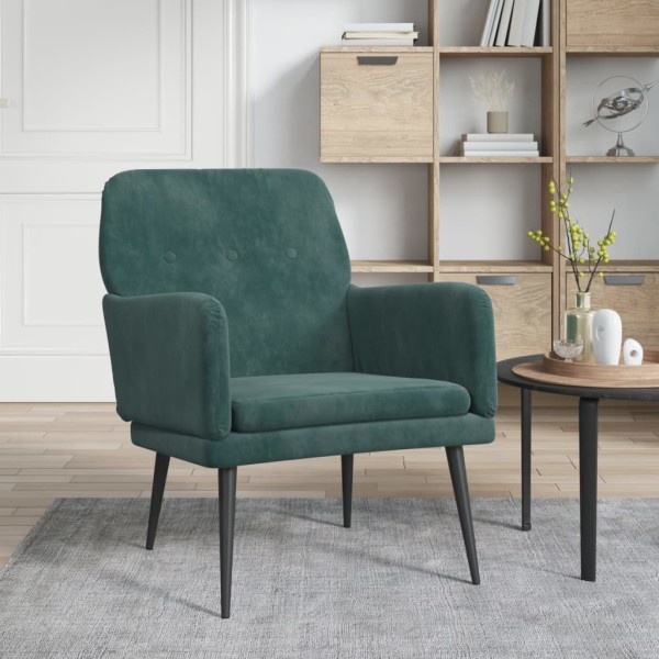 Sillón de terciopelo verde oscuro 62x79x79 cm Sillón de terciopelo verde oscuro 62x79x79 cm
