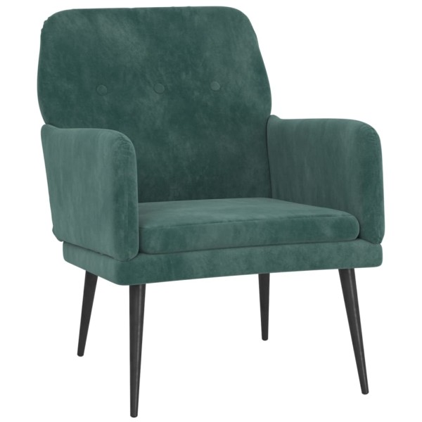 Sillón de terciopelo verde oscuro 62x79x79 cm Sillón de terciopelo verde oscuro 62x79x79 cm