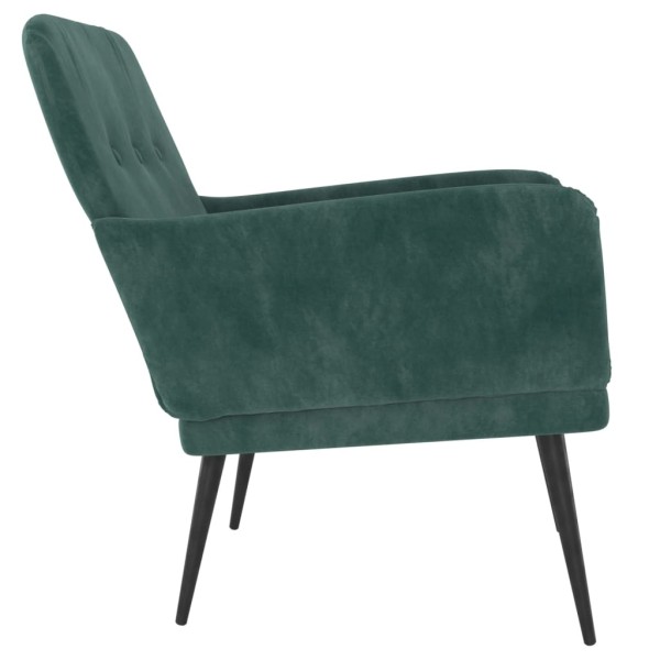 Sillón de terciopelo verde oscuro 62x79x79 cm Sillón de terciopelo verde oscuro 62x79x79 cm