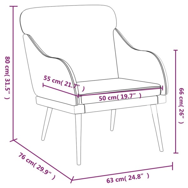 Sillón de cuero sintético gris 63x76x80 cm