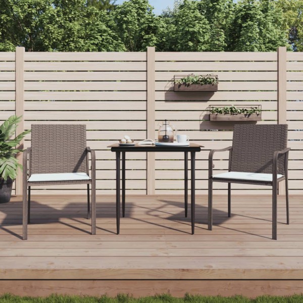 Sillas jardín y cojines 2 uds ratán sintético marrón 56x59x84cm Sillas jardín y cojines 2 uds ratán sintético marrón 56x59x84cm