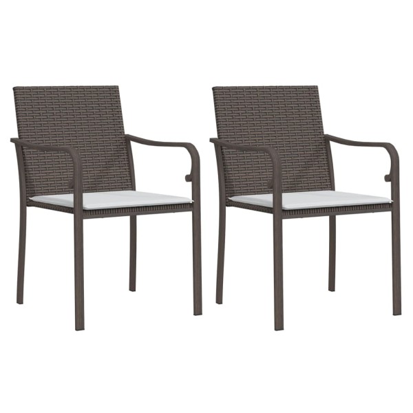 Sillas jardín y cojines 2 uds ratán sintético marrón 56x59x84cm Sillas jardín y cojines 2 uds ratán sintético marrón 56x59x84cm