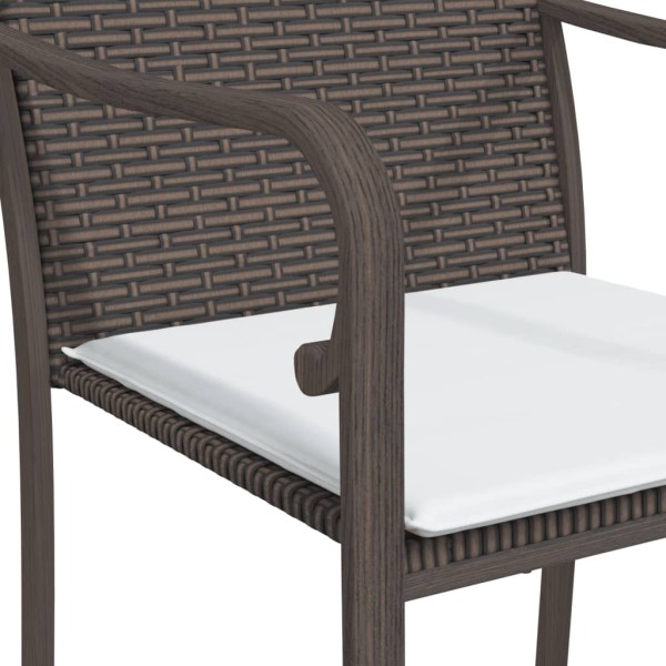 Sillas jardín y cojines 2 uds ratán sintético marrón 56x59x84cm Sillas jardín y cojines 2 uds ratán sintético marrón 56x59x84cm