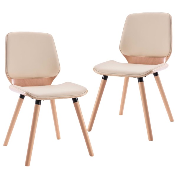 Sillas de comedor 2 unidades cuero sintético color crema Sillas de comedor 2 unidades cuero sintético color crema