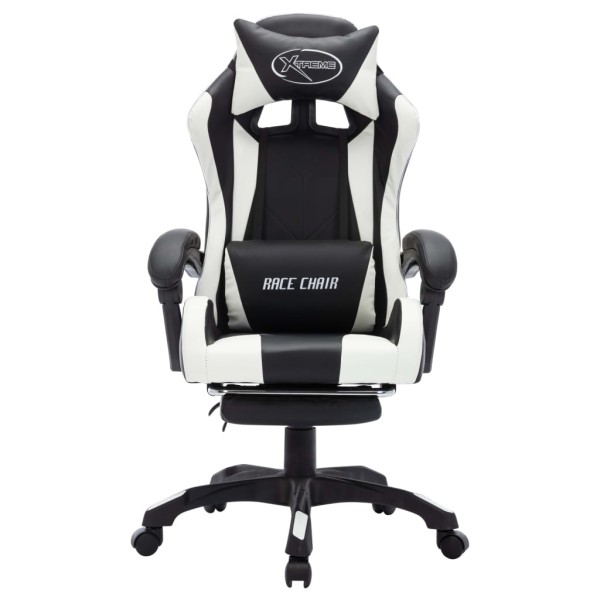 Silla gaming con luces LED RGB cuero sintético blanco y negro Silla gaming con luces LED RGB cuero sintético blanco y negro