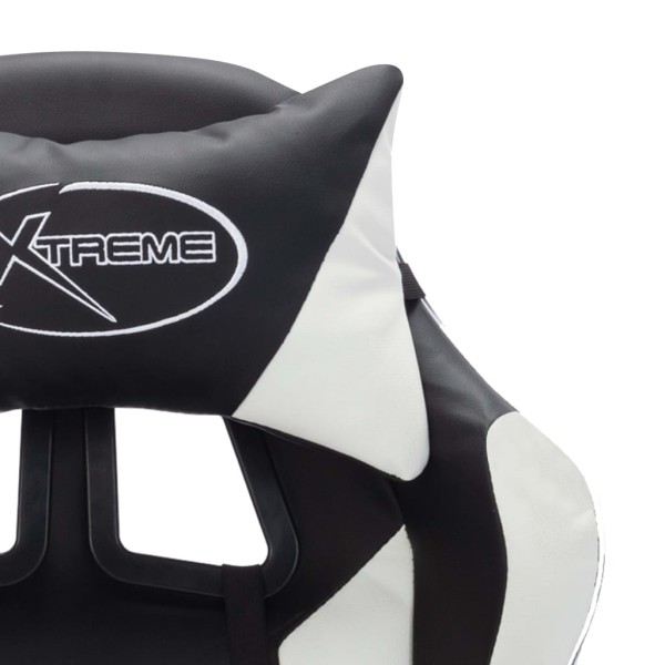 Silla gaming con luces LED RGB cuero sintético blanco y negro Silla gaming con luces LED RGB cuero sintético blanco y negro