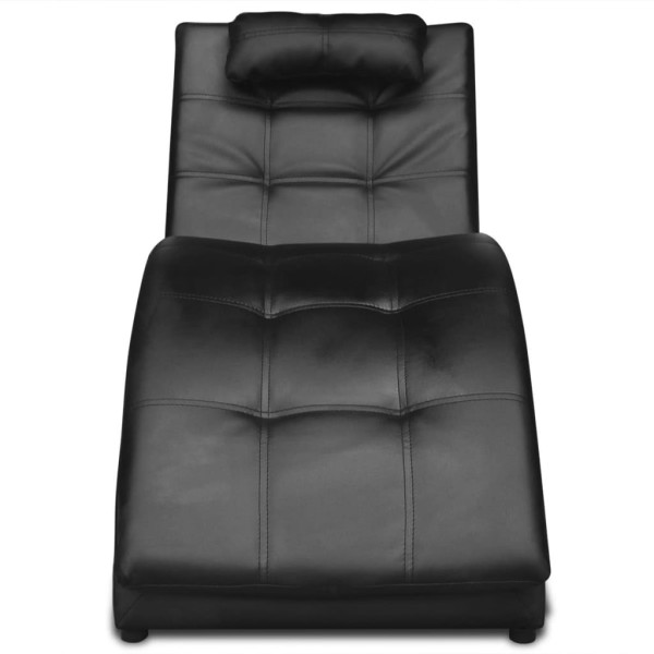 Diván con almohada de cuero sintético negro Diván con almohada de cuero sintético negro